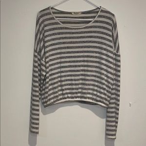 Striped - cinched waist - cozy sweatshirt